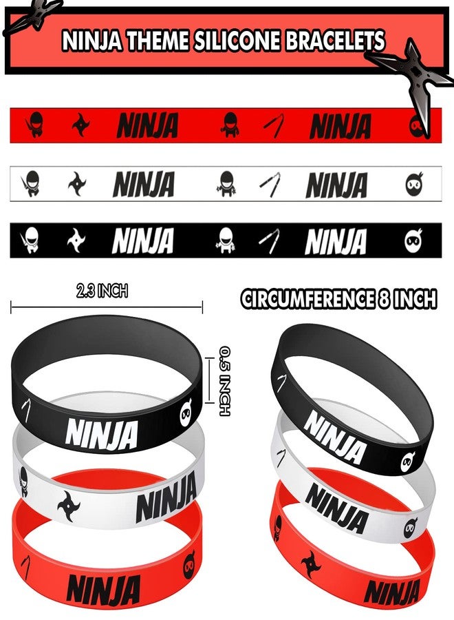 Deekin 30 Pieces Ninja Silicone Wristbands Bracelets Samurai Rubber Ninja Party Favors Bracelets Warrior Stretch Wristbands for Warrior Theme Party Favors Goody Bag Supplies, 3 Colors - Image 3